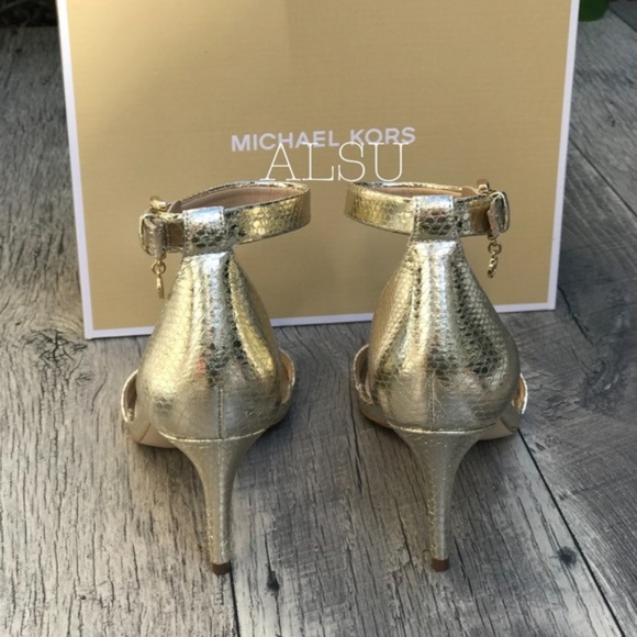 Michael Kors Sylvie MID Sandal Pale Gold W AUTHENT - Picture 3 of 8